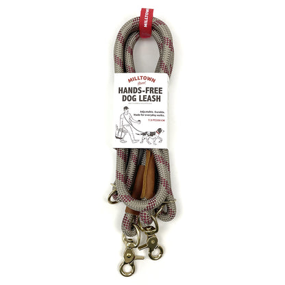 Hands-Free Dog Leash – 7.5 ft Braided Nylon Rope with Solid Brass Hardware - Beige