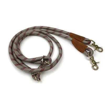 Hands-Free Dog Leash – 7.5 ft Braided Nylon Rope with Solid Brass Hardware - Beige