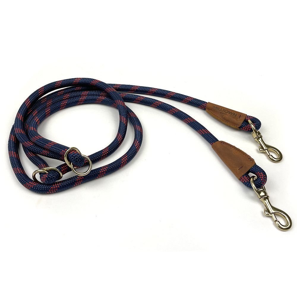 Hands-Free Dog Leash – 7.5 ft Braided Nylon Rope with Solid Brass Hardware - Navy