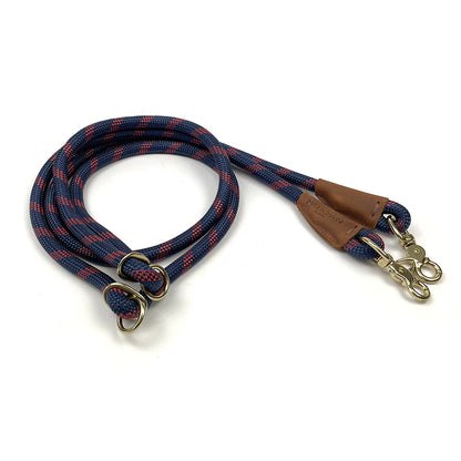 Hands-Free Dog Leash – 7.5 ft Braided Nylon Rope with Solid Brass Hardware - Navy
