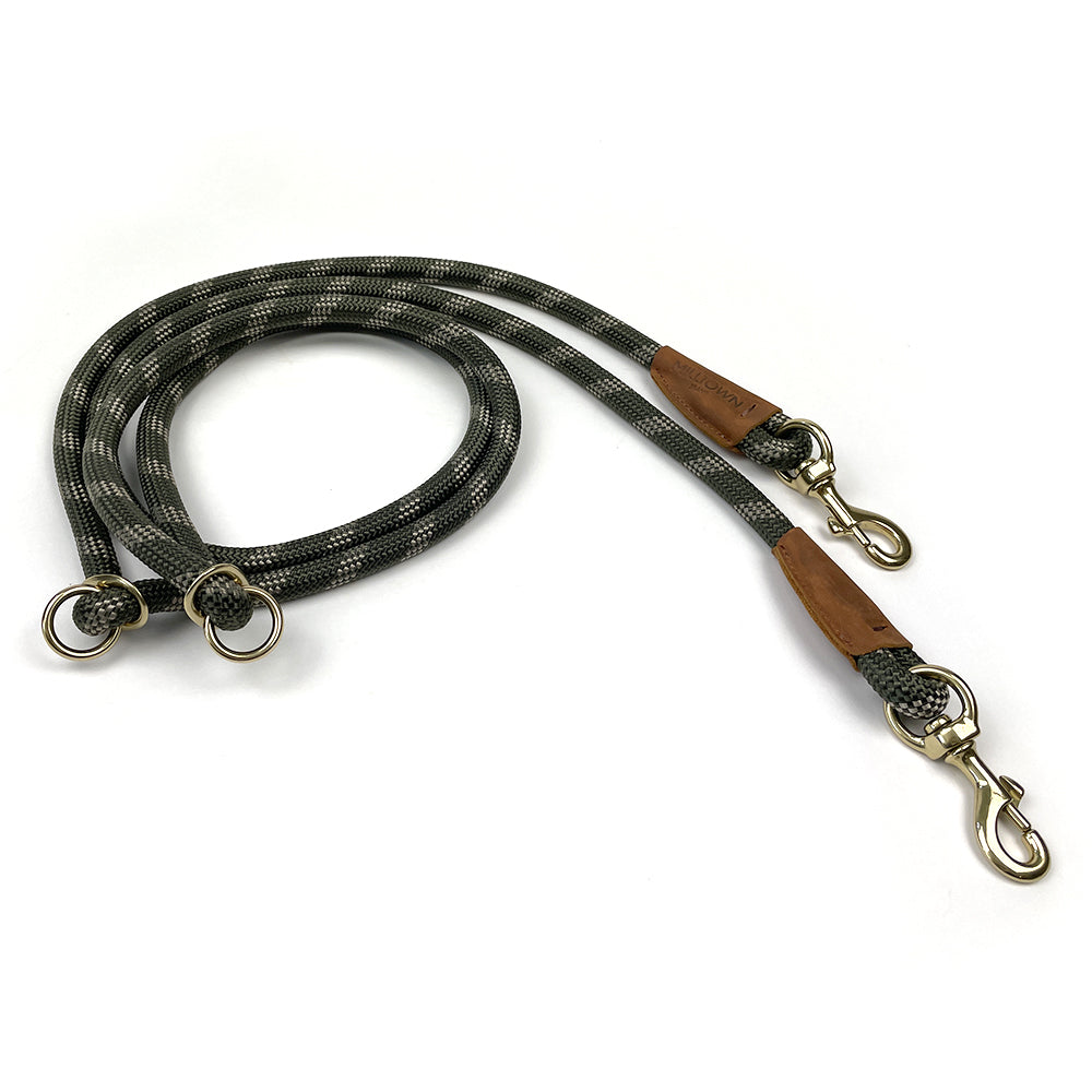 Hands-Free Dog Leash – 7.5 ft Braided Nylon Rope with Solid Brass Hardware - Olive