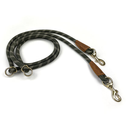 Hands-Free Dog Leash – 7.5 ft Braided Nylon Rope with Solid Brass Hardware - Olive