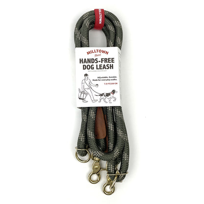Hands-Free Dog Leash – 7.5 ft Braided Nylon Rope with Solid Brass Hardware - Olive