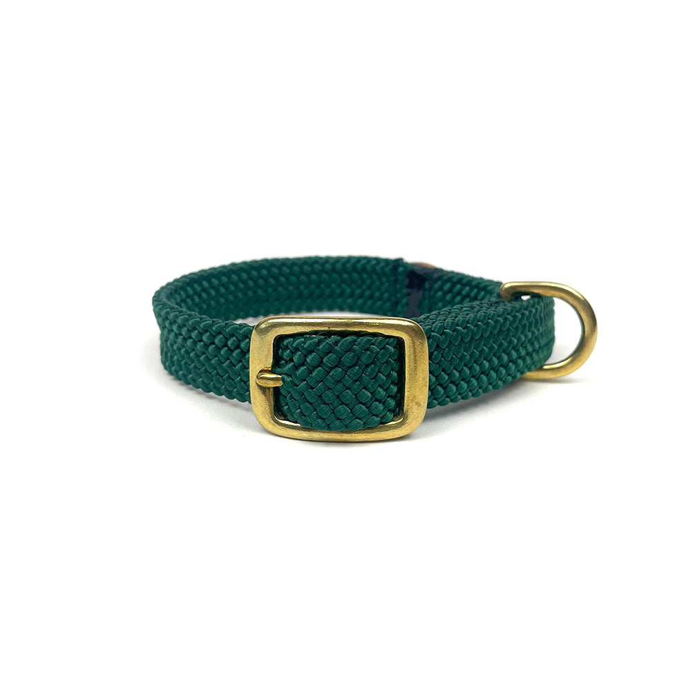 Mendota Double Braid Dog Collar - Hunter Green