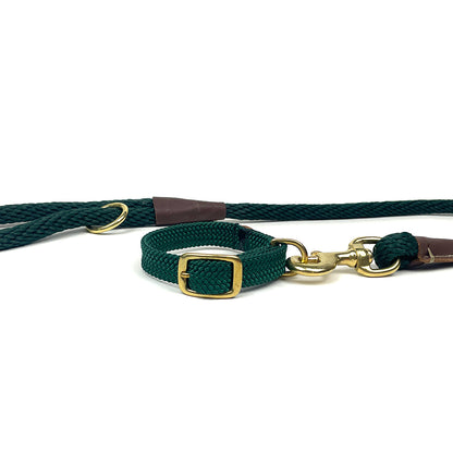 Mendota Double Braid Dog Collar - Hunter Green