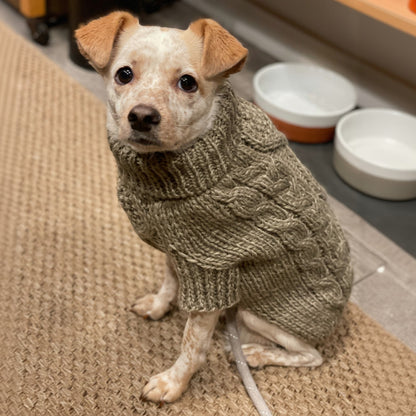 Fisherman Cable Knit Dog Sweater - Beige