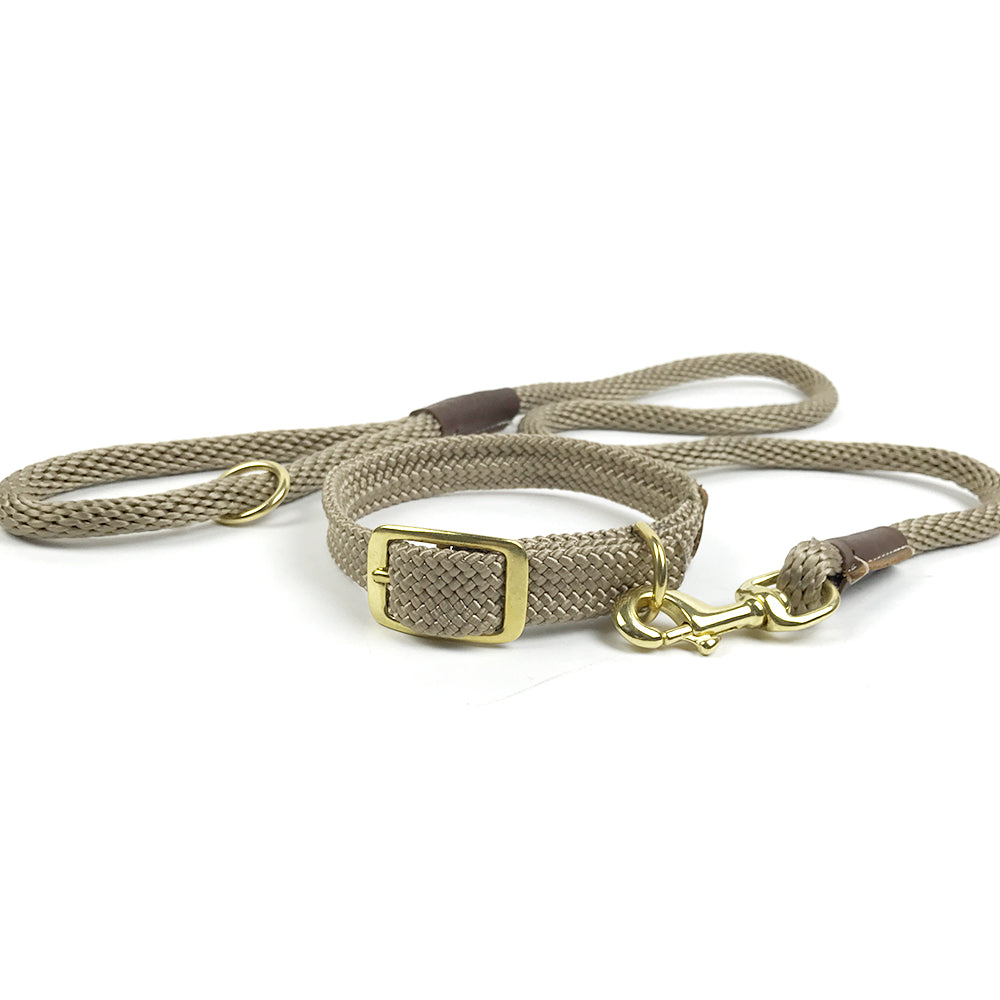 Mendota Double Braid Dog Collar - Beige