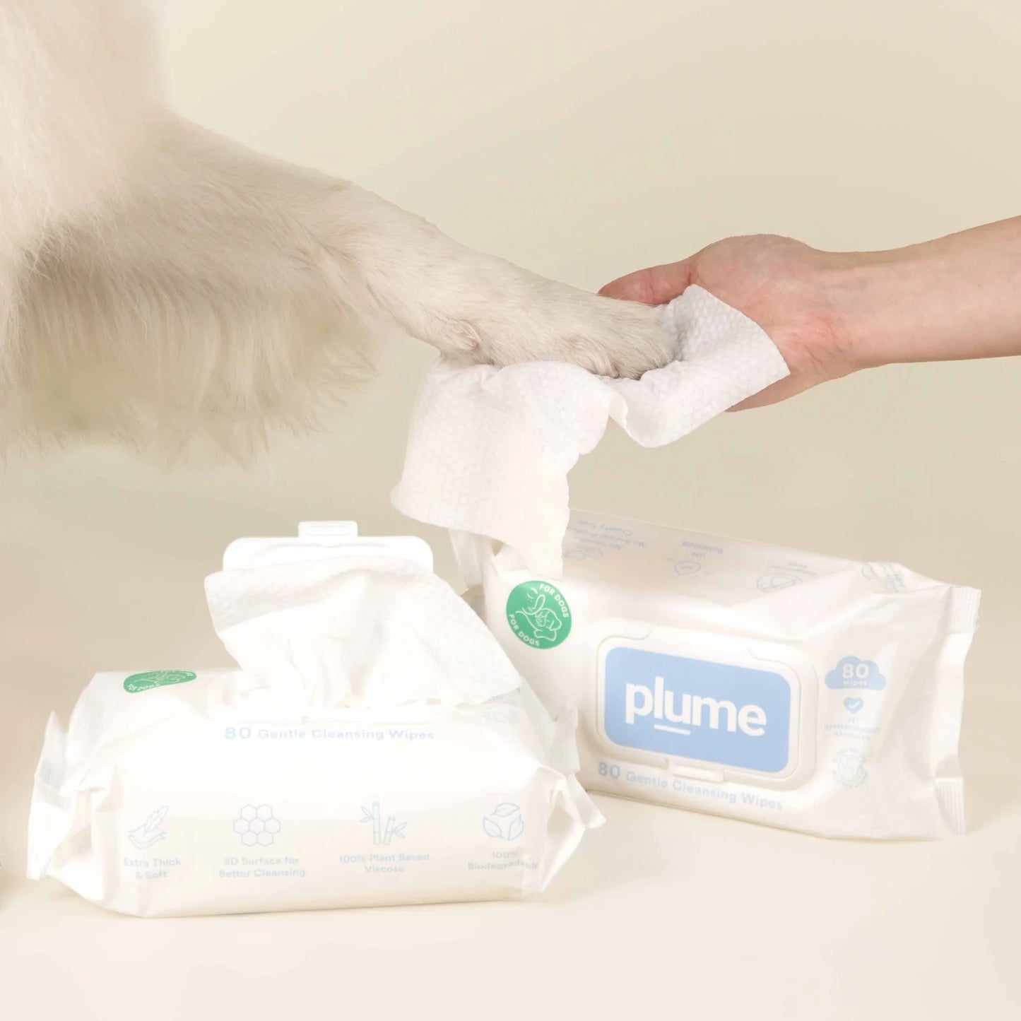 Plume Care - Gentle Cleansing Wet Wipes for Dogs & Cats - Sensitive Skin Approved