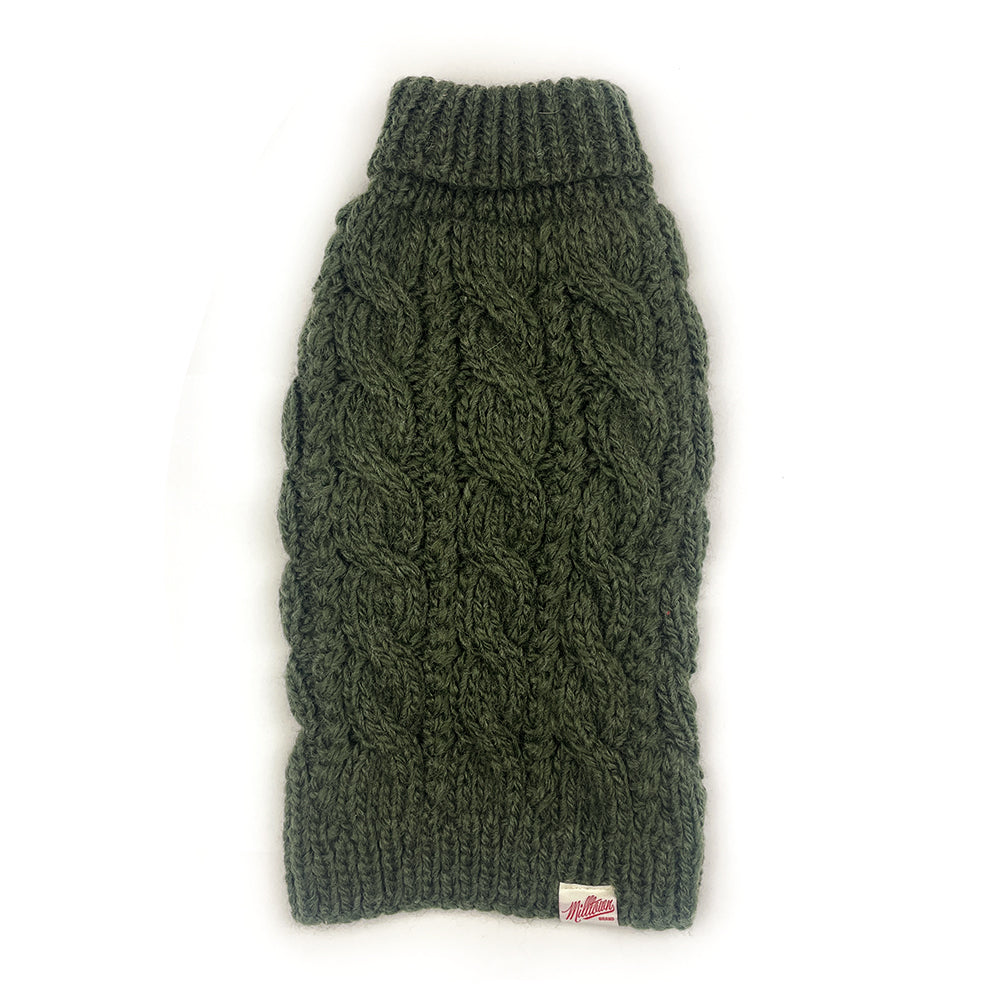 Classic Fisherman Dog Sweater | Rope Cable Knit | Hand-Knit Wool Blend