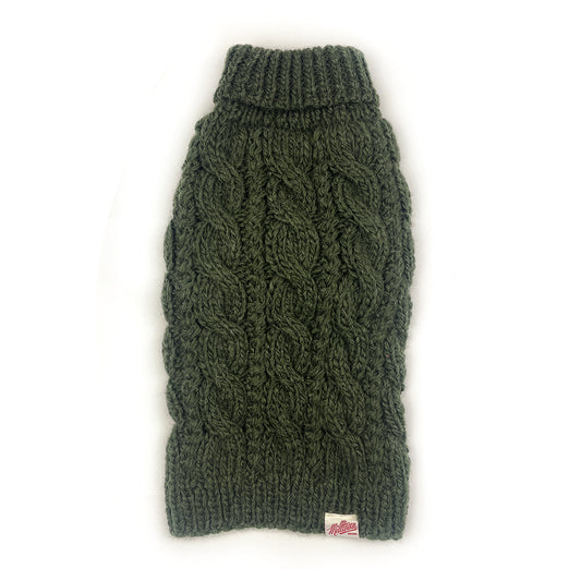 Classic Fisherman Dog Sweater | Rope Cable Knit | Hand-Knit Wool Blend