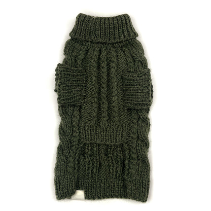 Classic Fisherman Dog Sweater | Rope Cable Knit | Hand-Knit Wool Blend