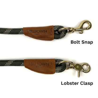Hands-Free Dog Leash – 7.5 ft Braided Nylon Rope with Solid Brass Hardware - Olive