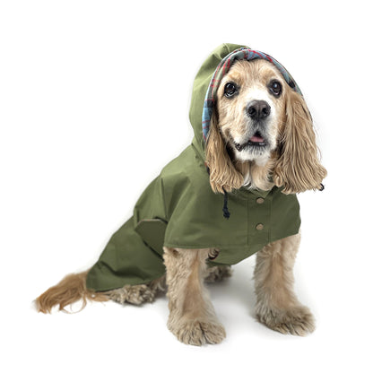Dog Rain Poncho - Olive Green