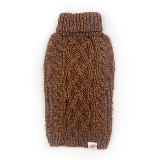 Classic Fisherman Dog Sweater | Pretzel Cable Knit | Hand-Knit Wool Blend