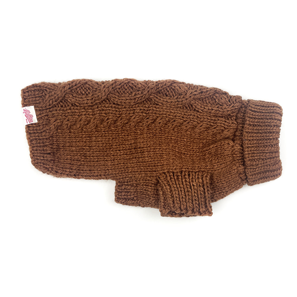 Classic Fisherman Dog Sweater | Pretzel Cable Knit | Hand-Knit Wool Blend