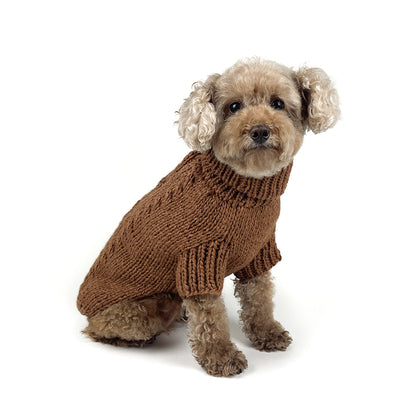 Classic Fisherman Dog Sweater | Pretzel Cable Knit | Hand-Knit Wool Blend
