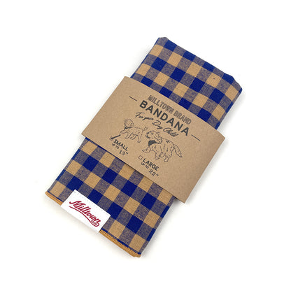 Square Dog Bandana - Orange x Blue Gingham