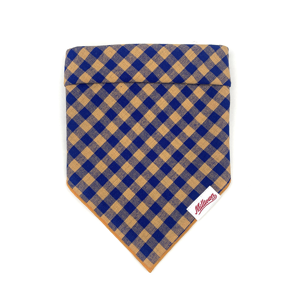 Square Dog Bandana - Orange x Blue Gingham