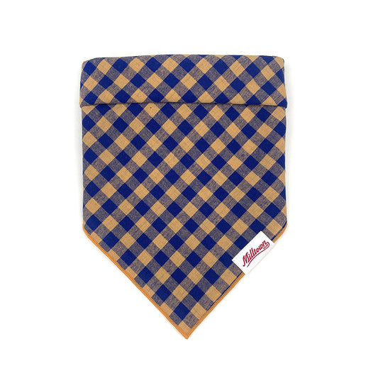 Square Dog Bandana - Orange x Blue Gingham