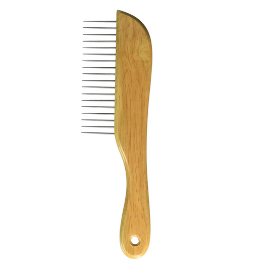 OmniPet by Leather Brothers - Cocker/Poodle Wooden Handle Comb