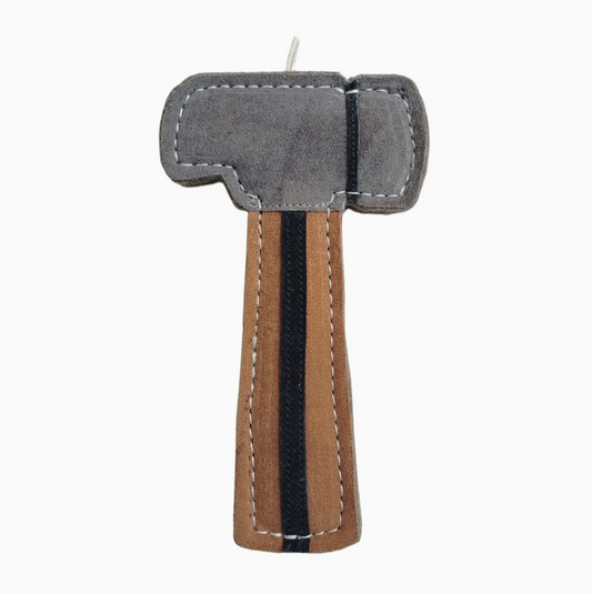 Advance Pet Products - Natural Leather & Wool Hammer Dog Toy for Tough Chewers