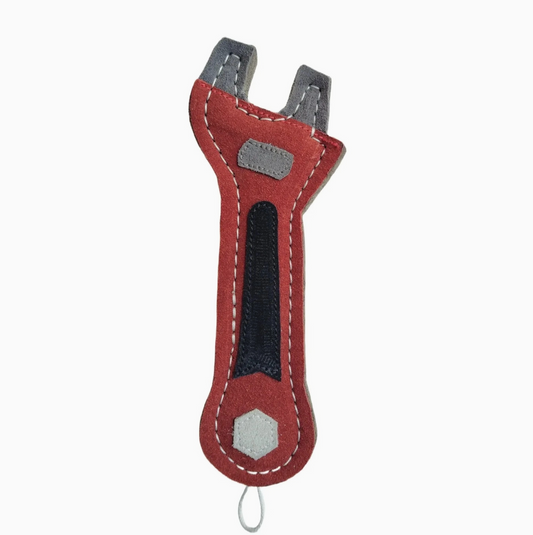Advance Pet Products - Natural Leather & Wool Monkey Wrench Dog Toy for Tough Chewers
