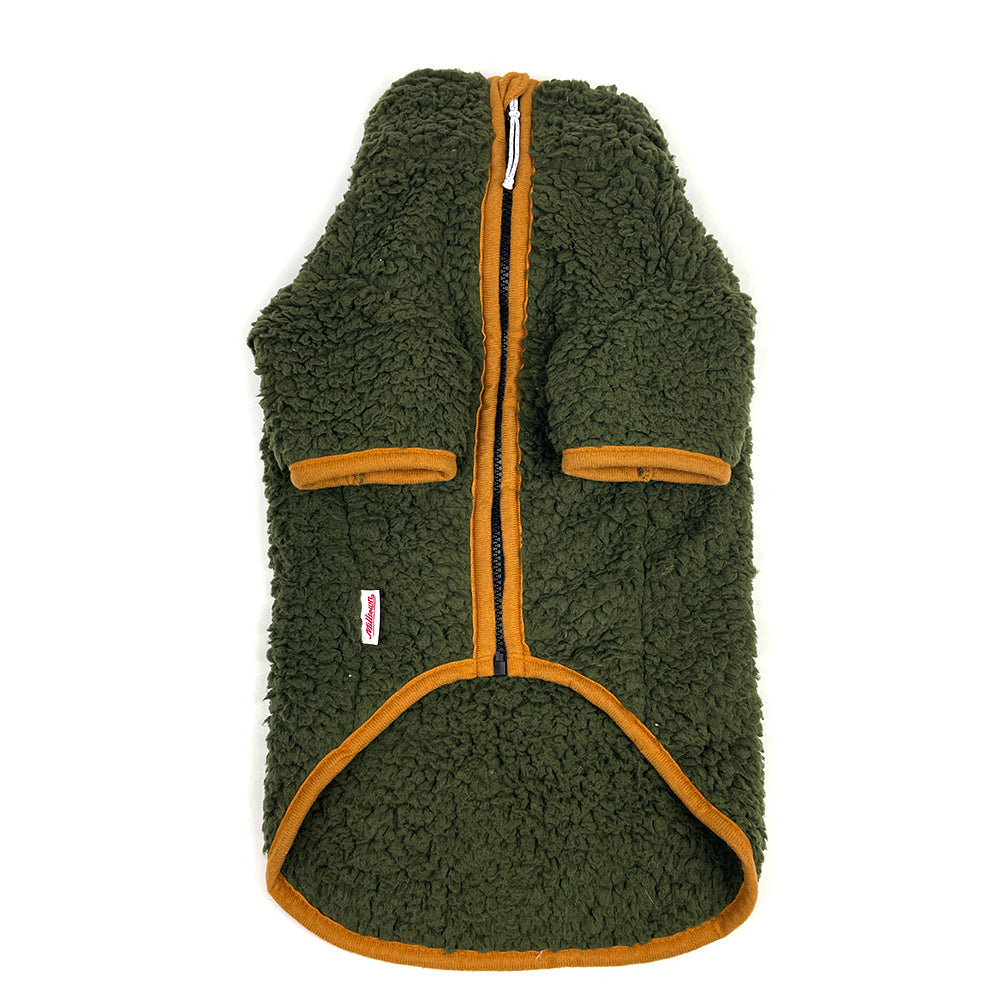 Sherpa Fleece Dog Coat - Pine/Yuzu