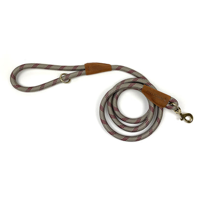Standard Dog Leash – 5 ft Braided Nylon Rope with Solid Brass Hardware - Beige