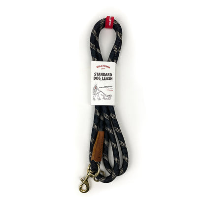 Standard Dog Leash – 5 ft Braided Nylon Rope with Solid Brass Hardware - Black