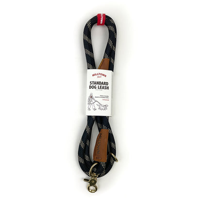 Standard Dog Leash – 5 ft Braided Nylon Rope with Solid Brass Hardware - Black