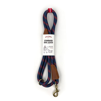 Standard Dog Leash – 5 ft Braided Nylon Rope with Solid Brass Hardware - Navy
