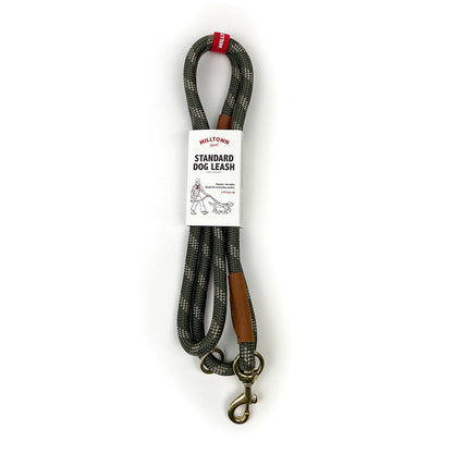 Standard Dog Leash – 5 ft Braided Nylon Rope with Solid Brass Hardware - Olive