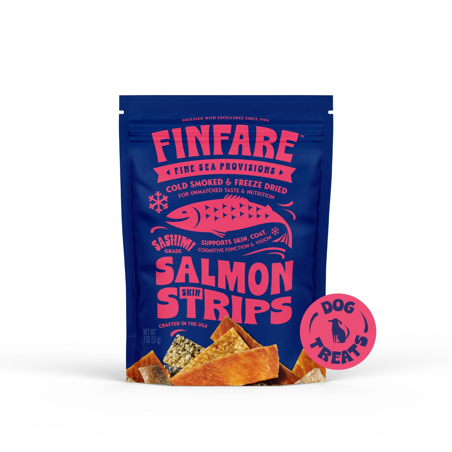 Finfare: Freeze-Dried Salmon Skin Strips for Dogs, 2oz