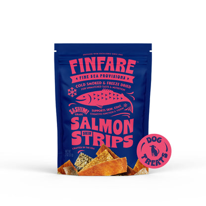 Finfare: Freeze-Dried Salmon Skin Strips for Dogs, 2oz