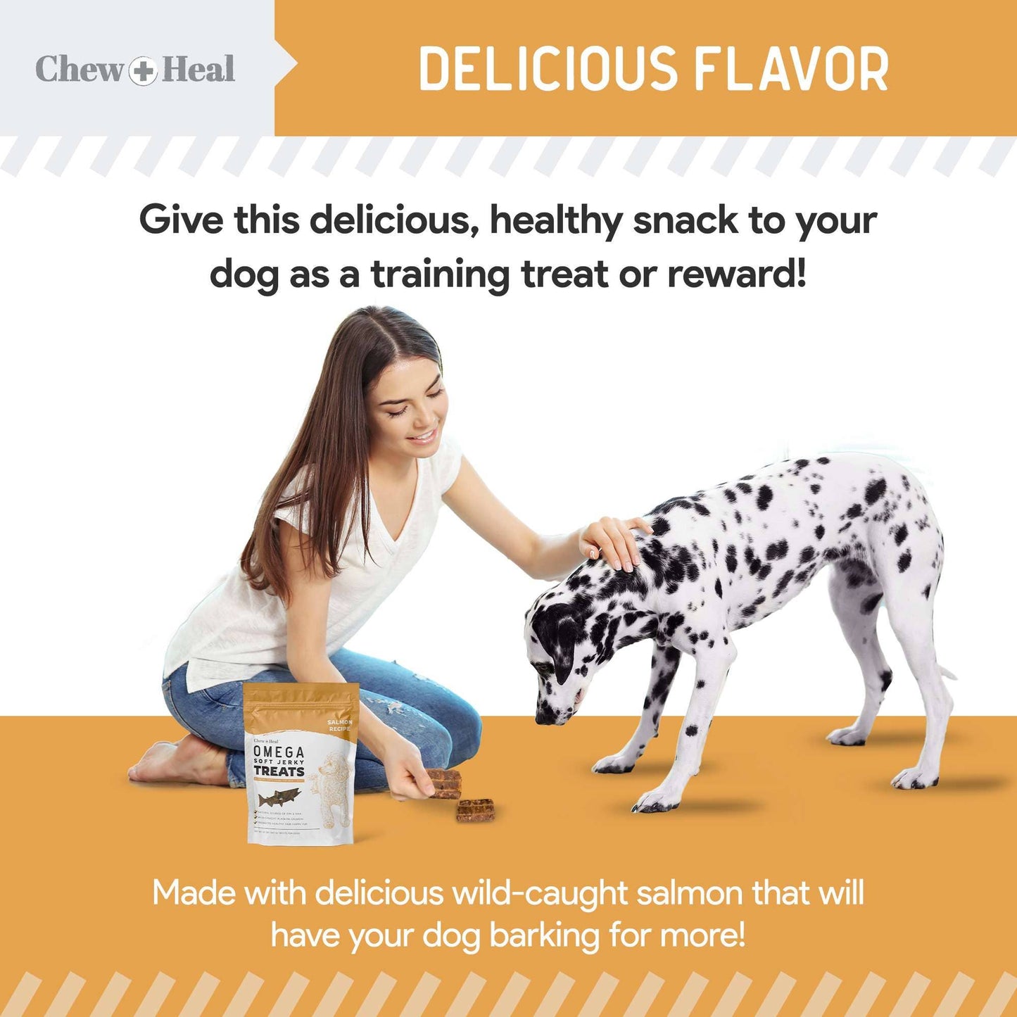 Chew + Heal : Wild Alaskan Omega Soft Jerky Treats for Dogs - 5oz. Bag