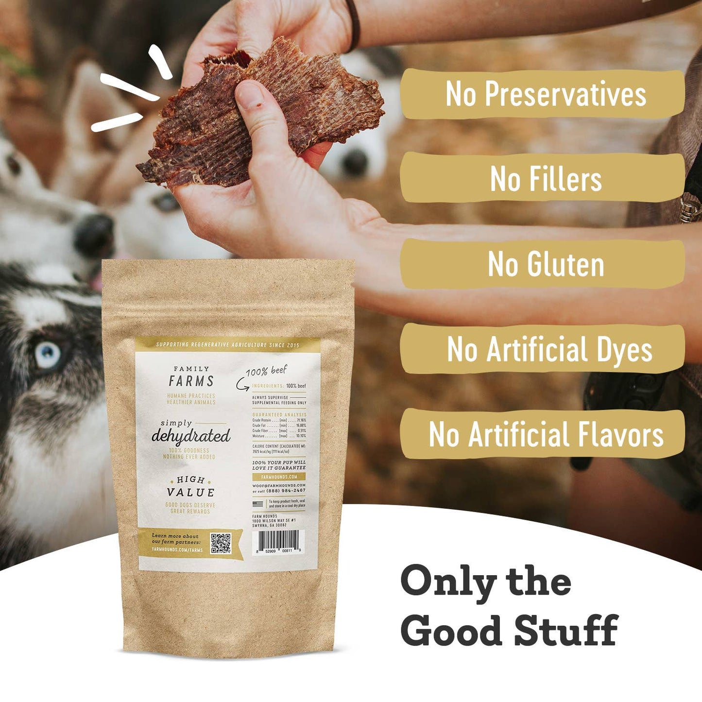 Farm Hounds - Beef Jerky - All-Natural Dog Treats - 3.5oz: 3.5oz