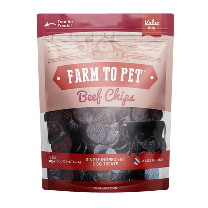 Farm To Pet - Beef Chips Dog Treats – Made in USA: Standard 4oz