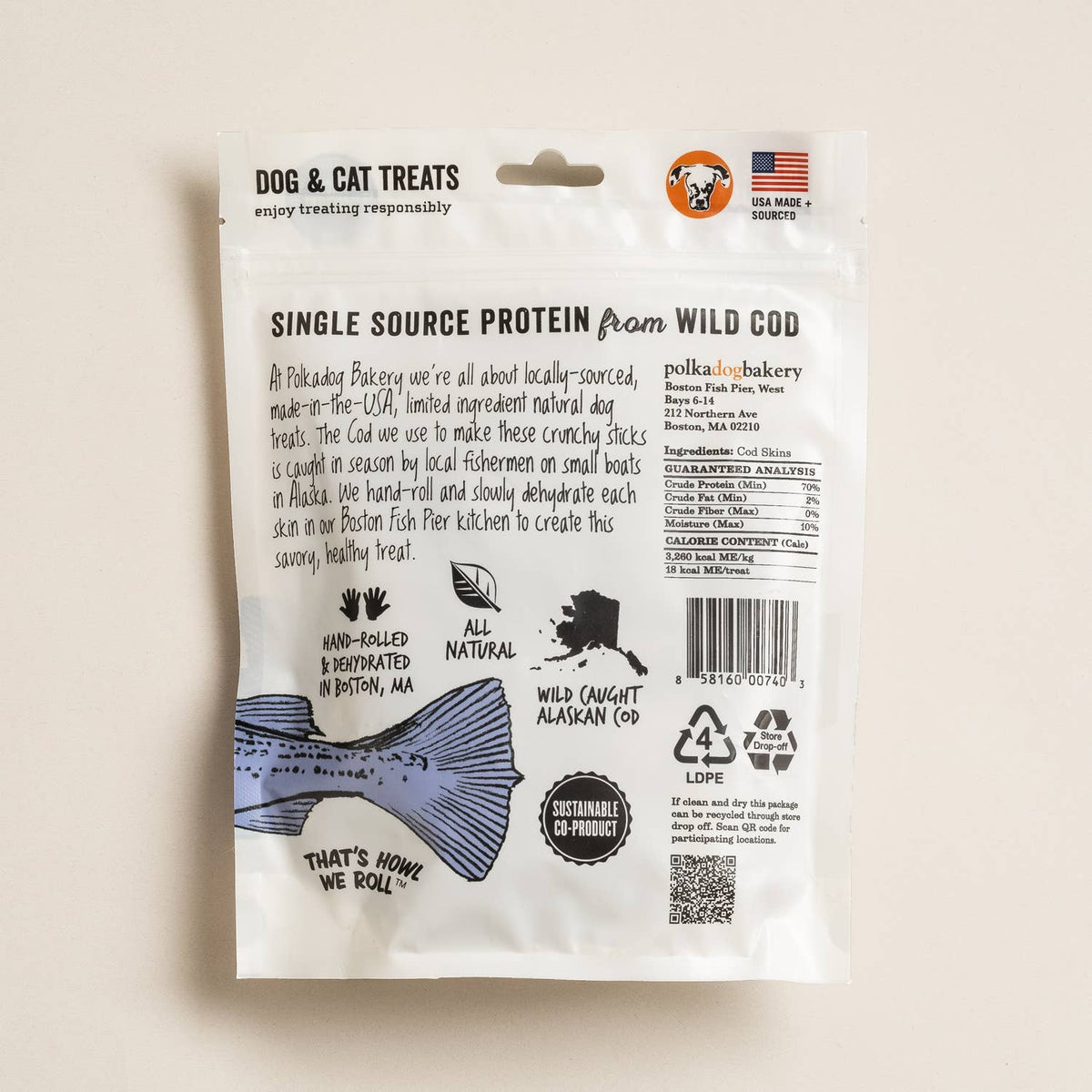 Polkadog - Cod Skins Jerky Shorties Crunchy Dog & Cat Treats