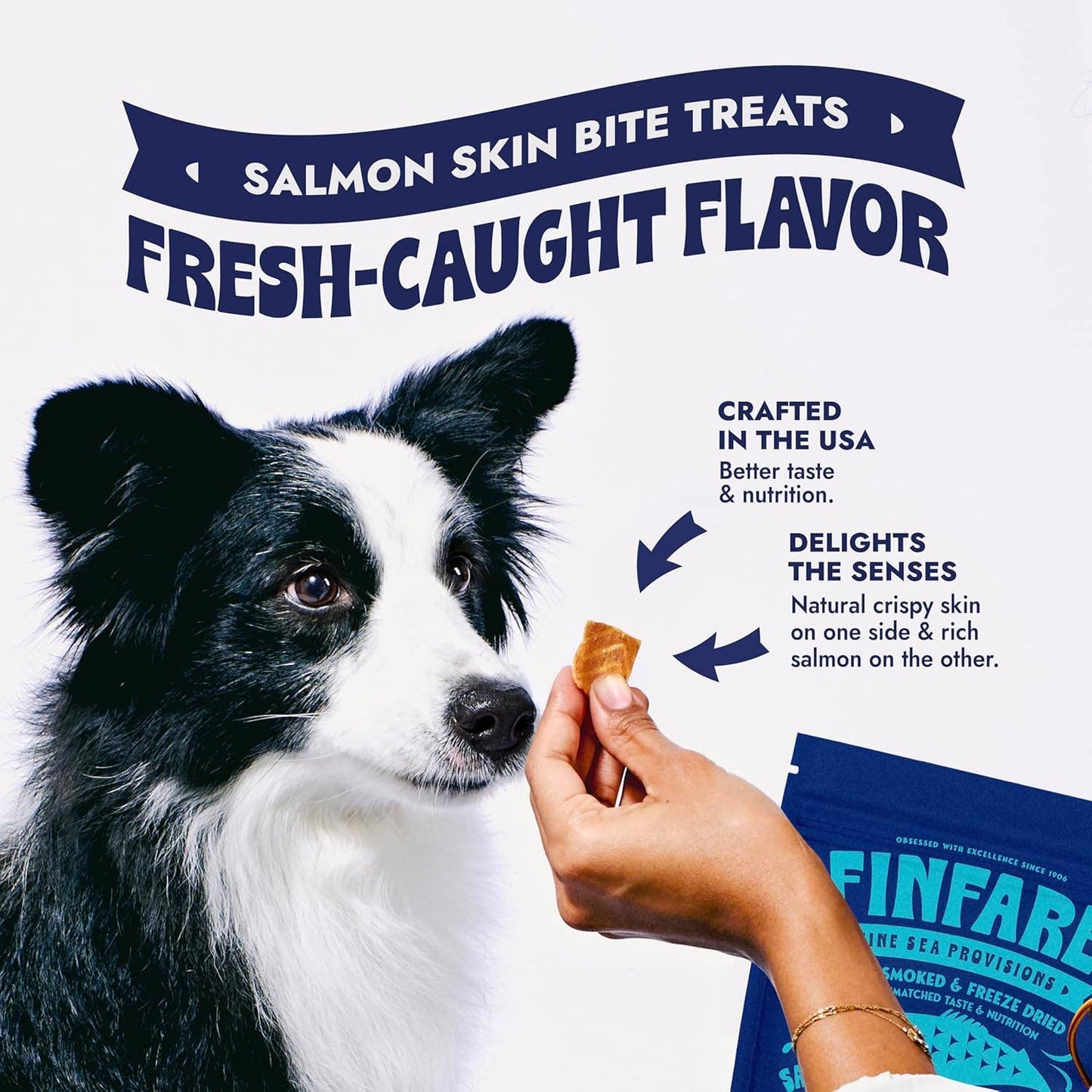 Finfare - Freeze-Dried Salmon Skin Bites for Dogs, 2oz