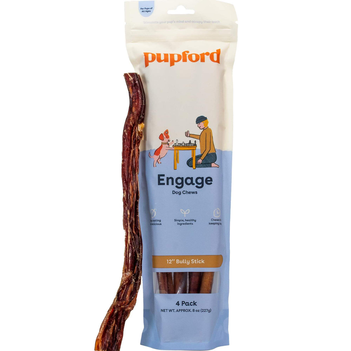 Bully Stick Dog Chew 12" 4 Pack