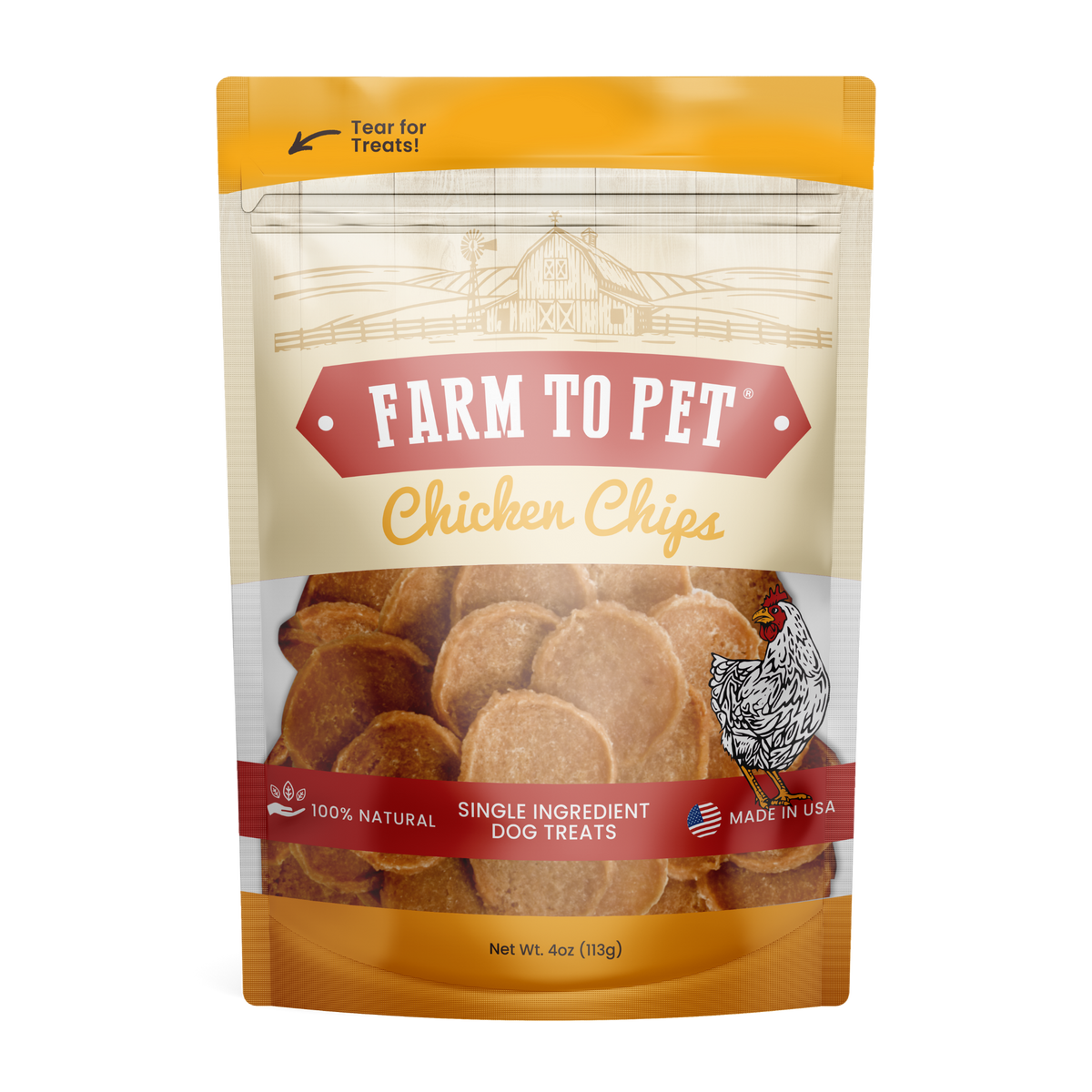 Farm To Pet - Chicken Chips Dog Treats – Made in USA: 4oz