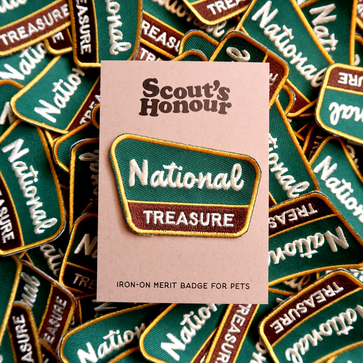 Scout's Honour - National Treasure iron-on patch for dogs