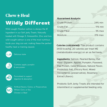 Chew + Heal : Wild Alaskan Probiotic Soft Jerky Treats for Dogs - 5oz.