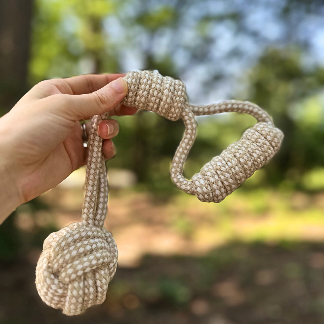 Monli Pet Toys - Forest Knot Hemp Rope Tug Toy with Handle | Handcraft