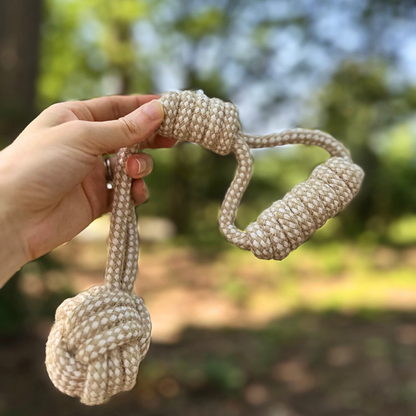 Monli Pet Toys - Forest Knot Hemp Rope Tug Toy with Handle | Handcraft