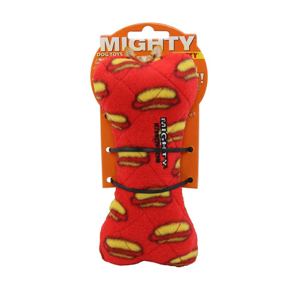 Mighty Bone- Medium Red Squeaky Dog Toy, No Stuffing