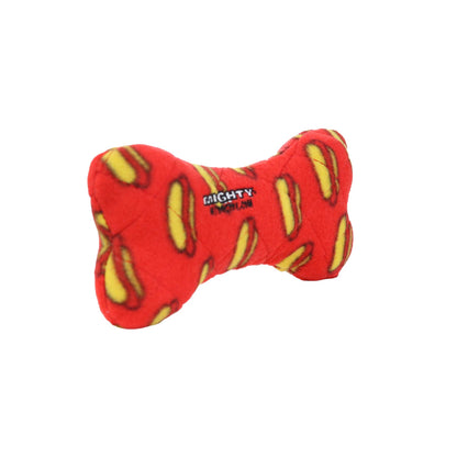Mighty Bone- Medium Red Squeaky Dog Toy, No Stuffing