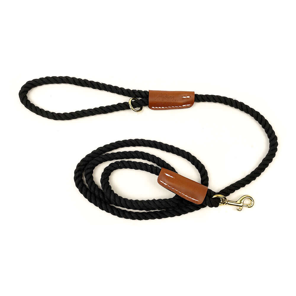 Auburn Dog Cotton Rope Leash - Black