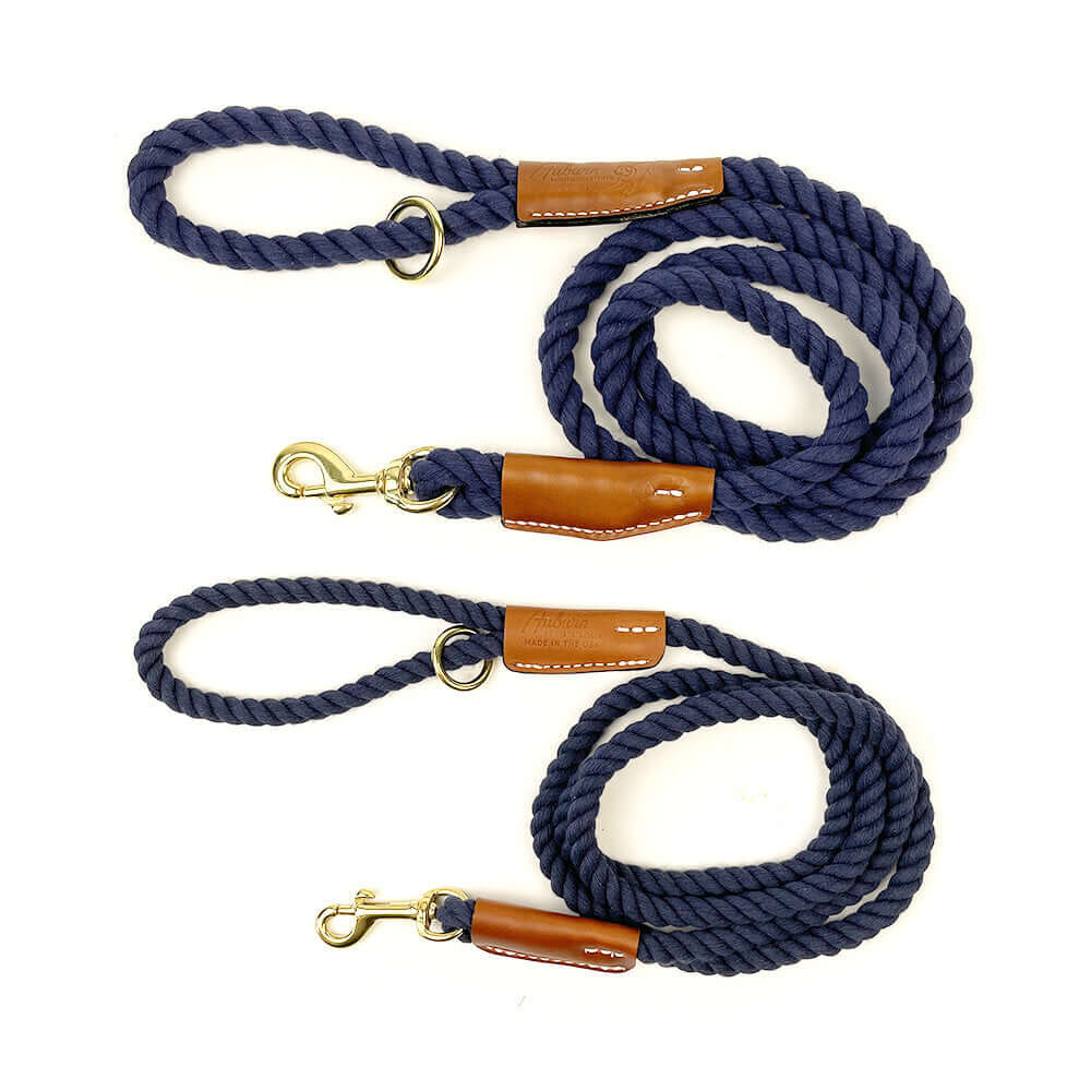 Auburn Dog Cotton Rope Leash - Navy