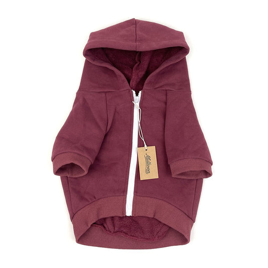 Zip Up Dog Hoodie  - Burgundy